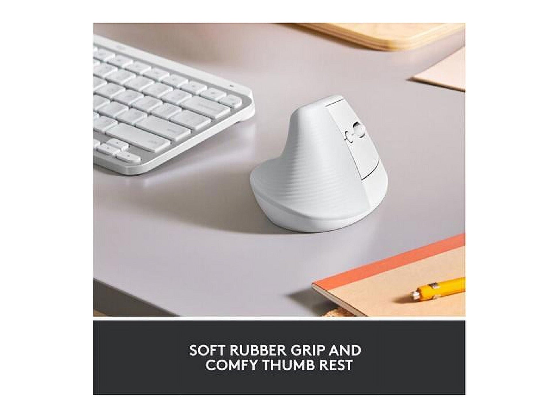 Lift Vertical Ergonomic Mouse, Wireless, Bluetooth or Logi Bolt USB Receiver, Quiet Clicks, 4 Buttons, Compatible with Windows/Macos/Ipados, Laptop, PC - off White - Serious Techies