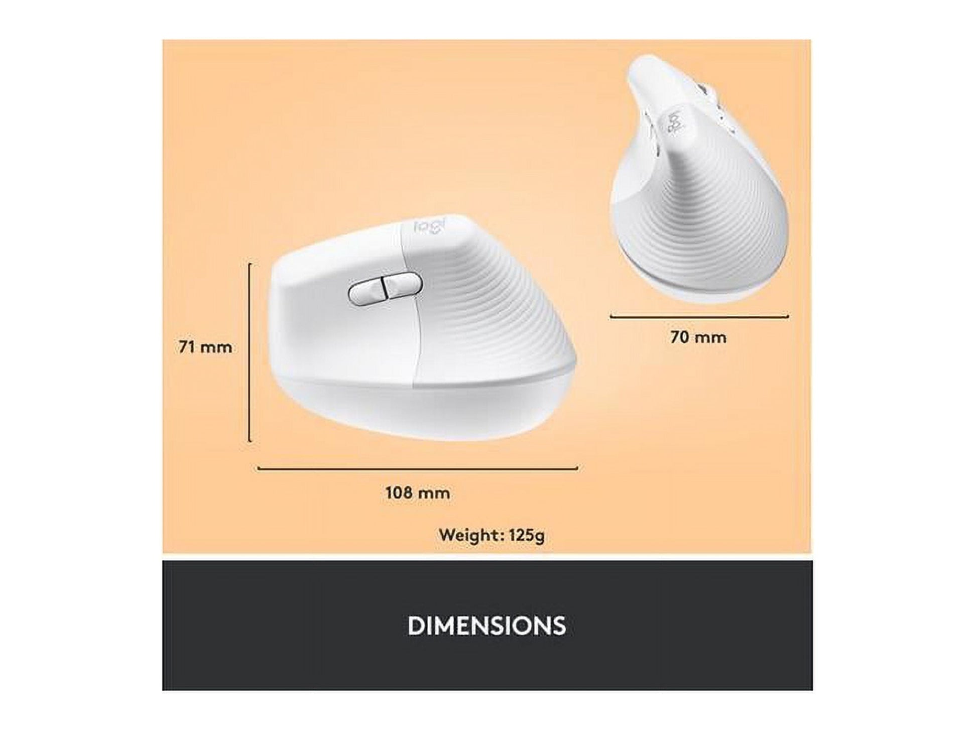 Lift Vertical Ergonomic Mouse, Wireless, Bluetooth or Logi Bolt USB Receiver, Quiet Clicks, 4 Buttons, Compatible with Windows/Macos/Ipados, Laptop, PC - off White - Serious Techies