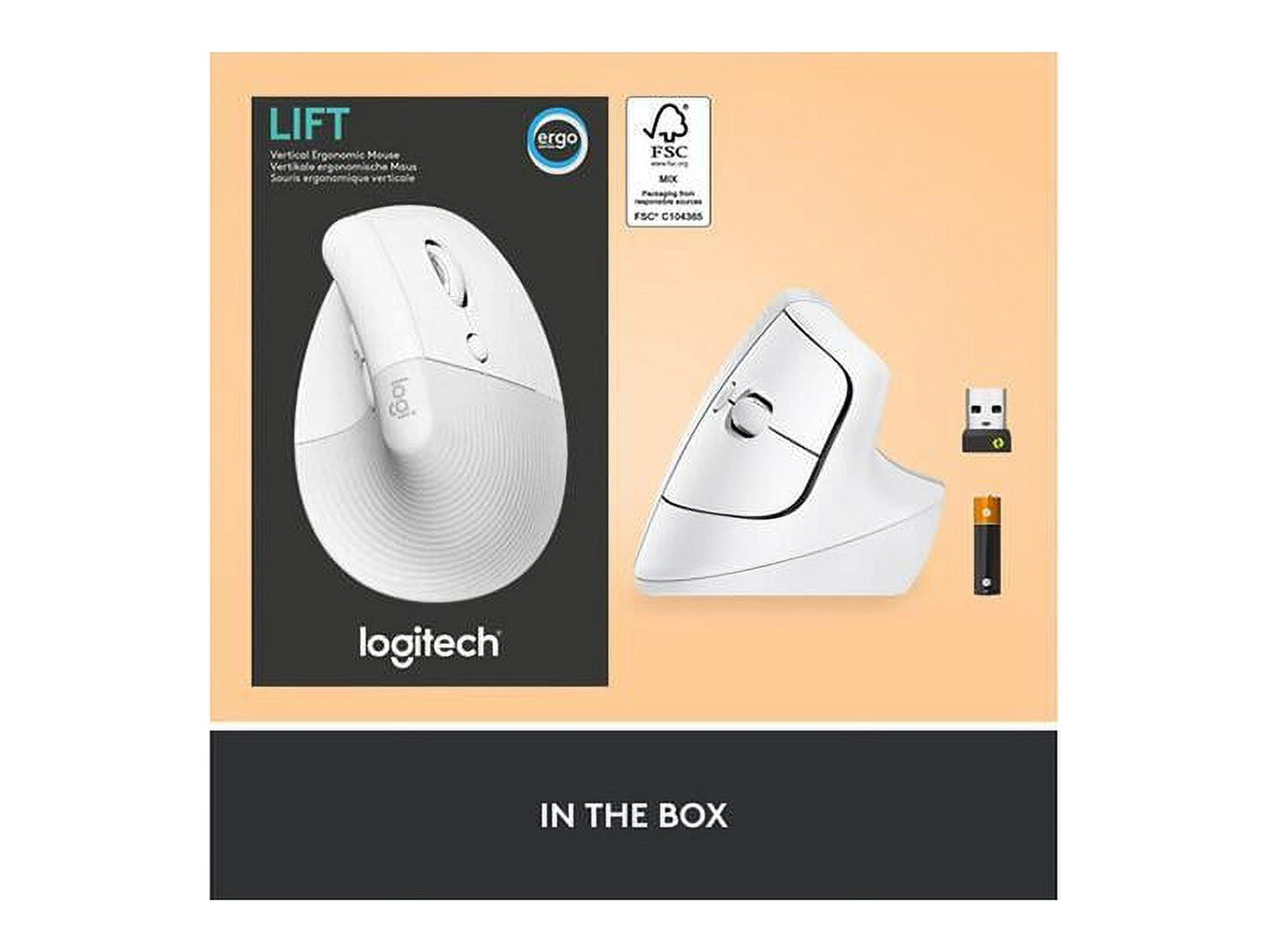 Lift Vertical Ergonomic Mouse, Wireless, Bluetooth or Logi Bolt USB Receiver, Quiet Clicks, 4 Buttons, Compatible with Windows/Macos/Ipados, Laptop, PC - off White - Serious Techies
