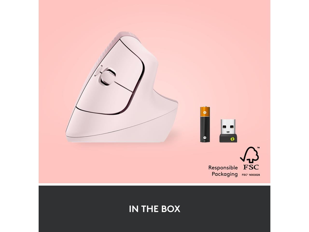 Lift Vertical Ergonomic Mouse, Wireless, Bluetooth or Logi Bolt USB Receiver, Quiet Clicks, 4 Buttons, Compatible with Windows/Macos/Ipados, Laptop, PC - Rose - Serious Techies