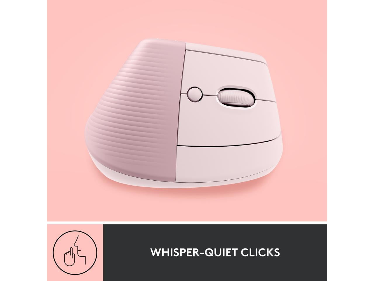 Lift Vertical Ergonomic Mouse, Wireless, Bluetooth or Logi Bolt USB Receiver, Quiet Clicks, 4 Buttons, Compatible with Windows/Macos/Ipados, Laptop, PC - Rose - Serious Techies