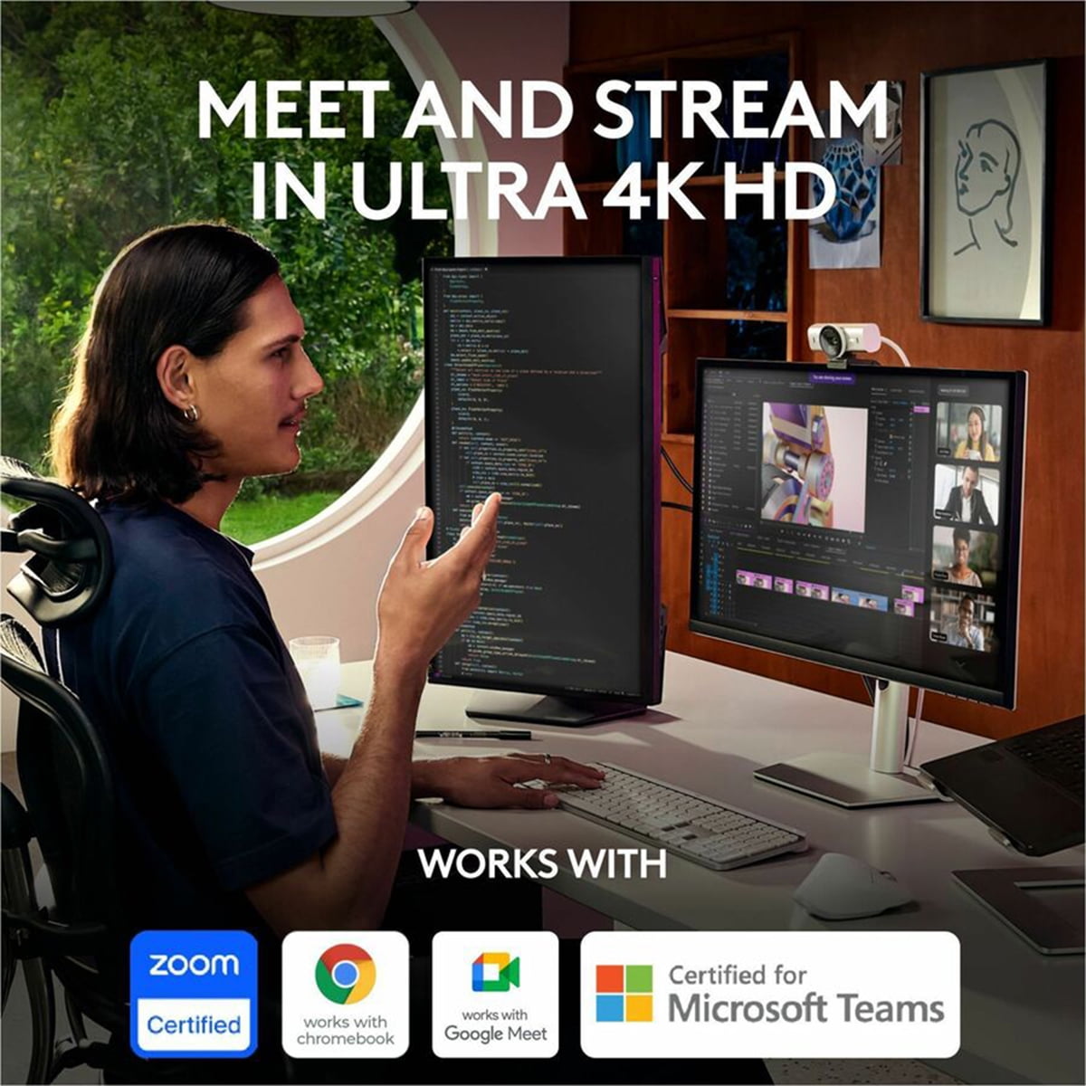 Logitech - MX Brio 4K Ultra HD Collaboration and Streaming Webcam, Pale Gray - Serious Techies