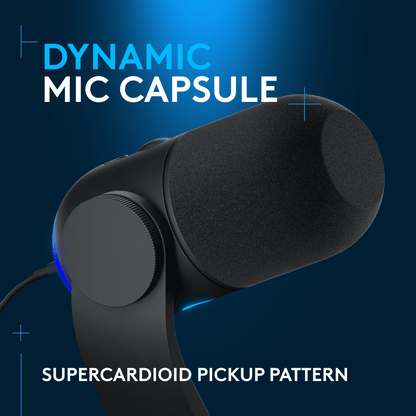 Logitech - Yeti GX Wired Super cardioid Dynamic Gaming Microphone with LIGHTSYNC RGB Lights, Black - Serious Techies