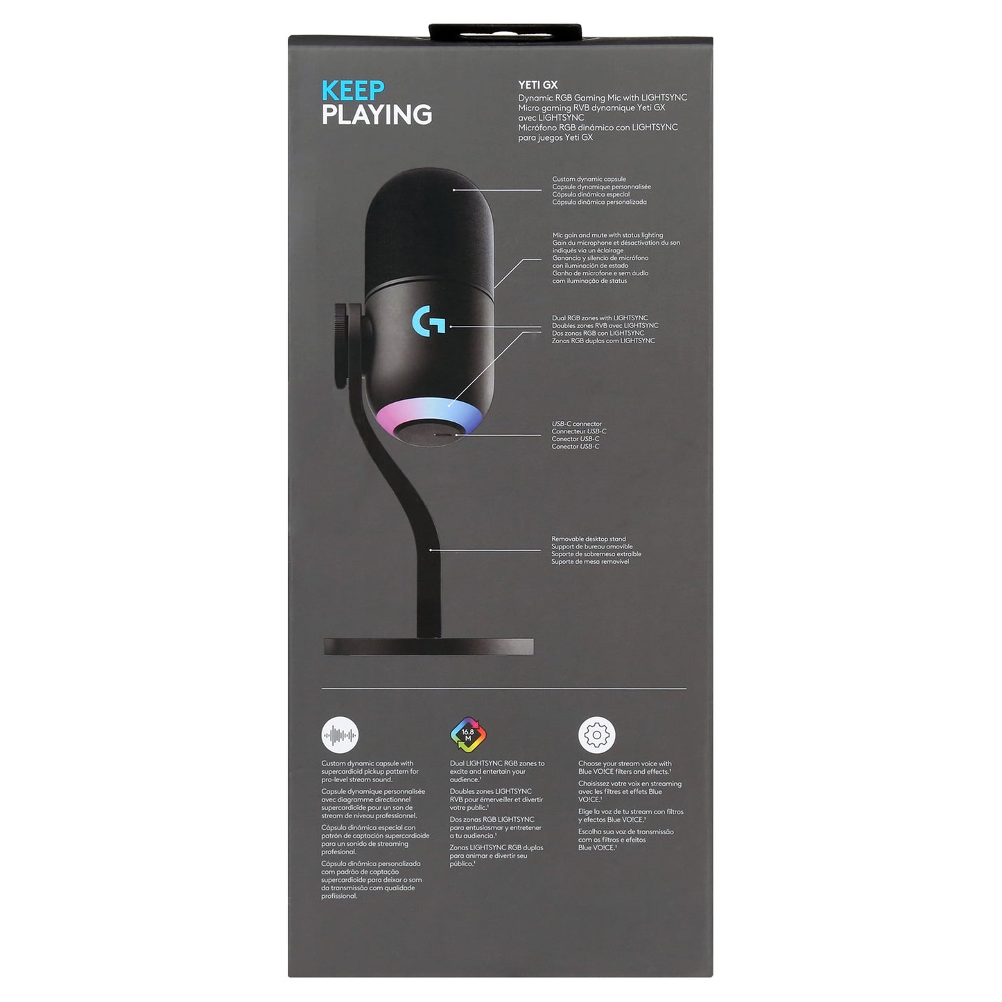 Logitech - Yeti GX Wired Super cardioid Dynamic Gaming Microphone with LIGHTSYNC RGB Lights, Black - Serious Techies
