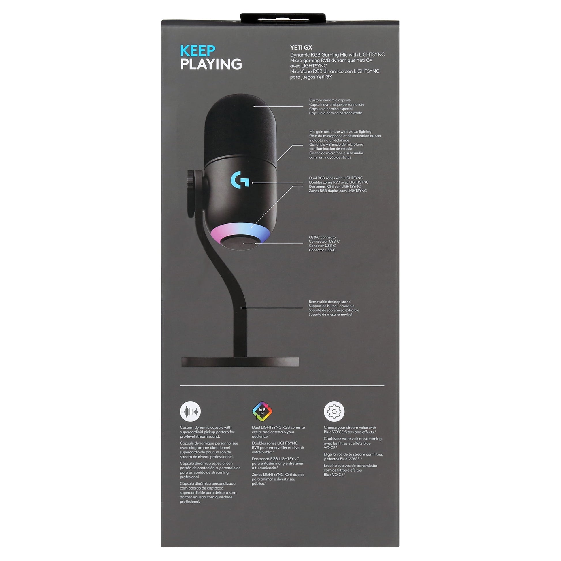 Logitech - Yeti GX Wired Super cardioid Dynamic Gaming Microphone with LIGHTSYNC RGB Lights, Black - Serious Techies