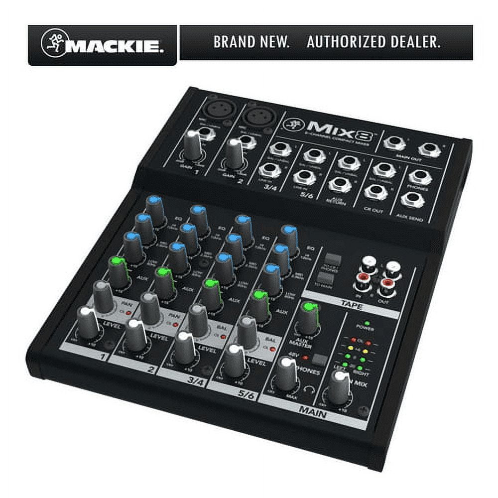  Mackie - Mix8 Durable Recording Studio 8 Channel Compact Mixer with 3 Band EQ - Serious Techies