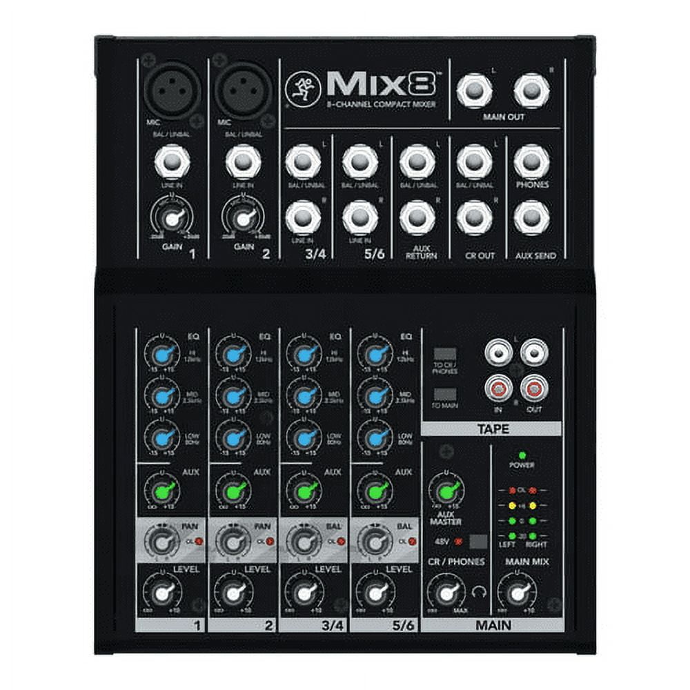  Mackie - Mix8 Durable Recording Studio 8 Channel Compact Mixer with 3 Band EQ - Serious Techies