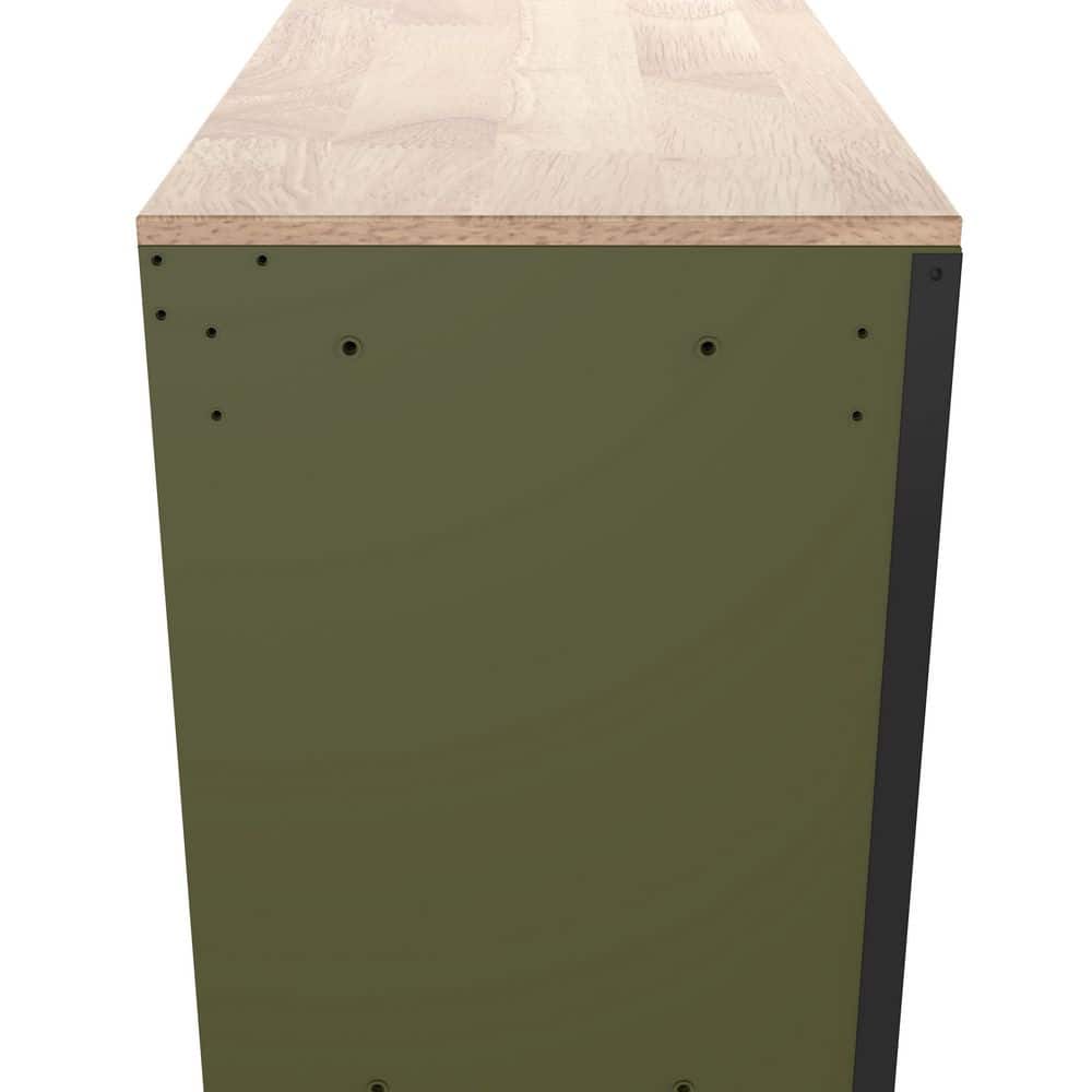 Husky - Standard-Duty 52 In. W 10-Drawer Matte Army Green Mobile Workbench Cabinet with Solid Wood Top - Serious Techies