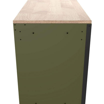 Husky - Standard-Duty 52 In. W 10-Drawer Matte Army Green Mobile Workbench Cabinet with Solid Wood Top - Serious Techies