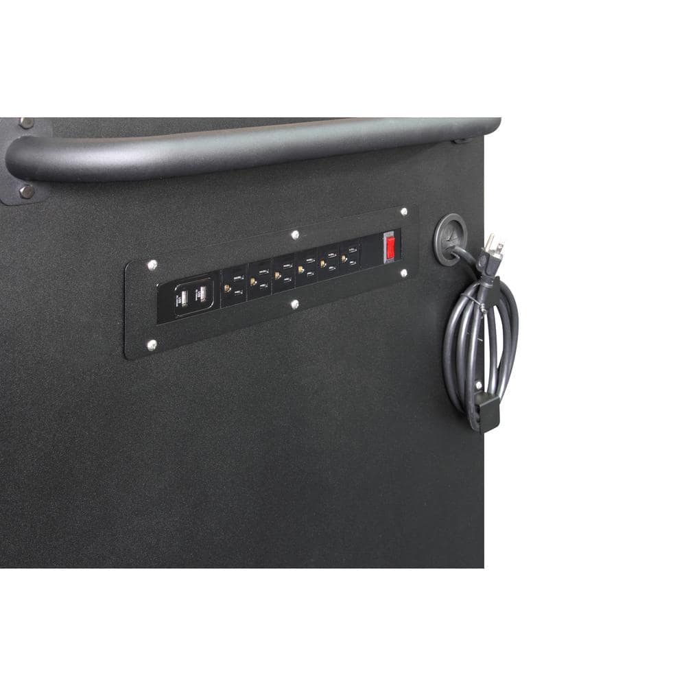 HUSKY - 61 In. W X 26 In. D Heavy Duty 10-Drawer 1-Door Mobile Workbench with Hardwood Top, Pegboard and Shelf in Matte Black - Serious Techies