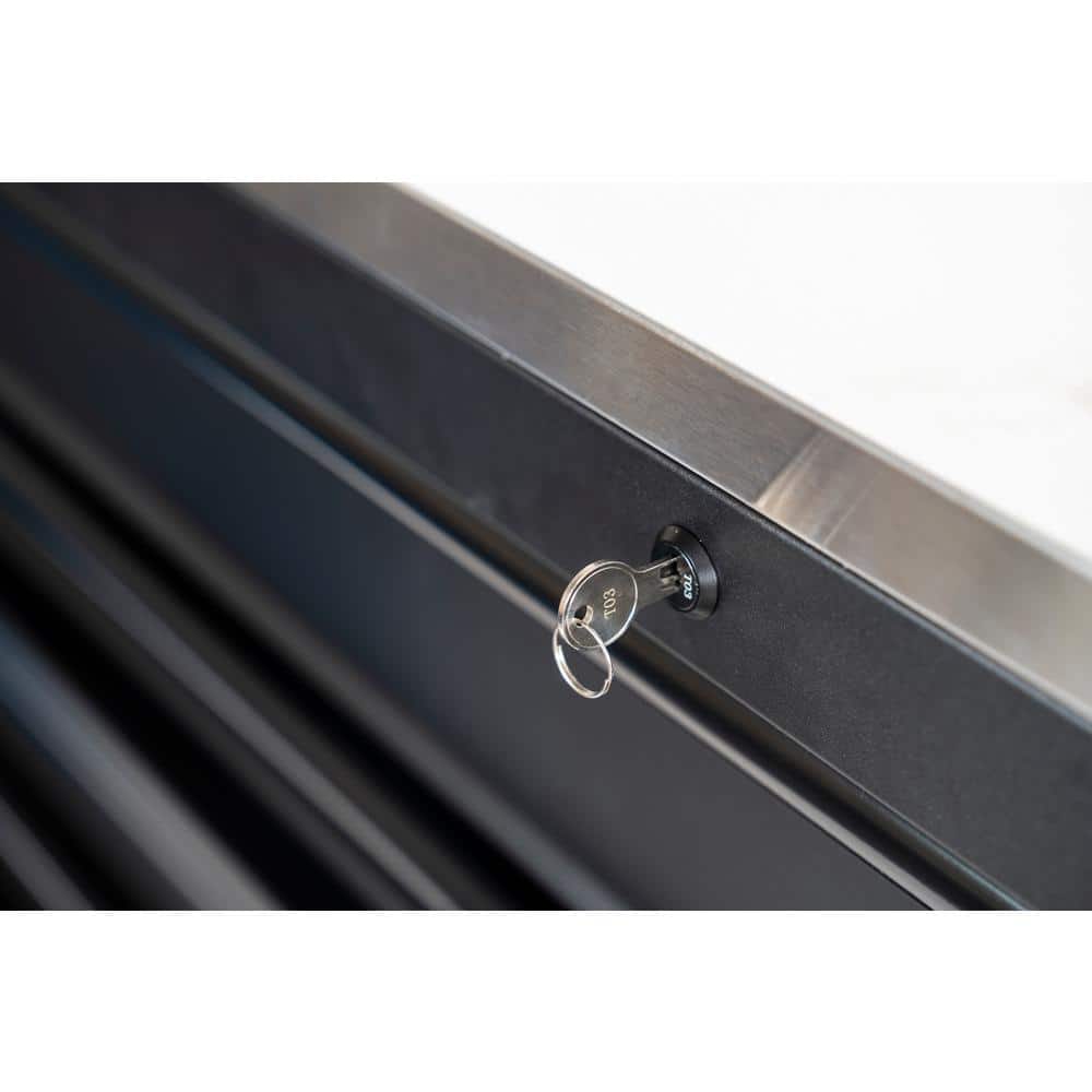 Husky - 96 In. W X 24 In. D 16-Drawer Heavy-Duty Mobile Workbench with Stainless Steel Top in Matte Black - Serious Techies