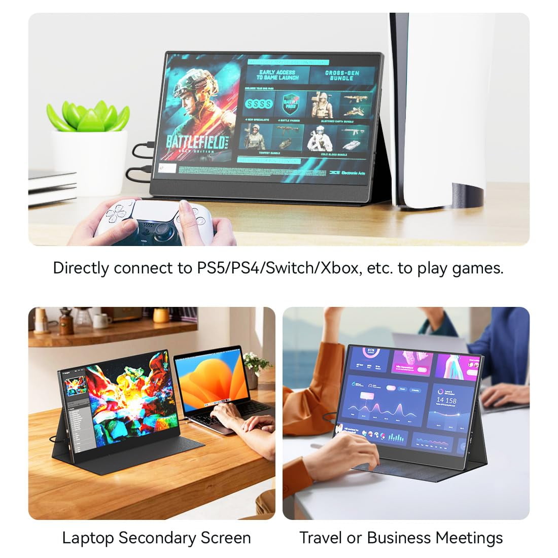 mayceyee - Portable Monitor for Laptop 15 Inch,Fhd 1080P USB C Travel Monitor External IPS HDMI for Computer, Second Display Screen Extender with Kickstand for PC Phone Switch PS4/5 - Serious Techies