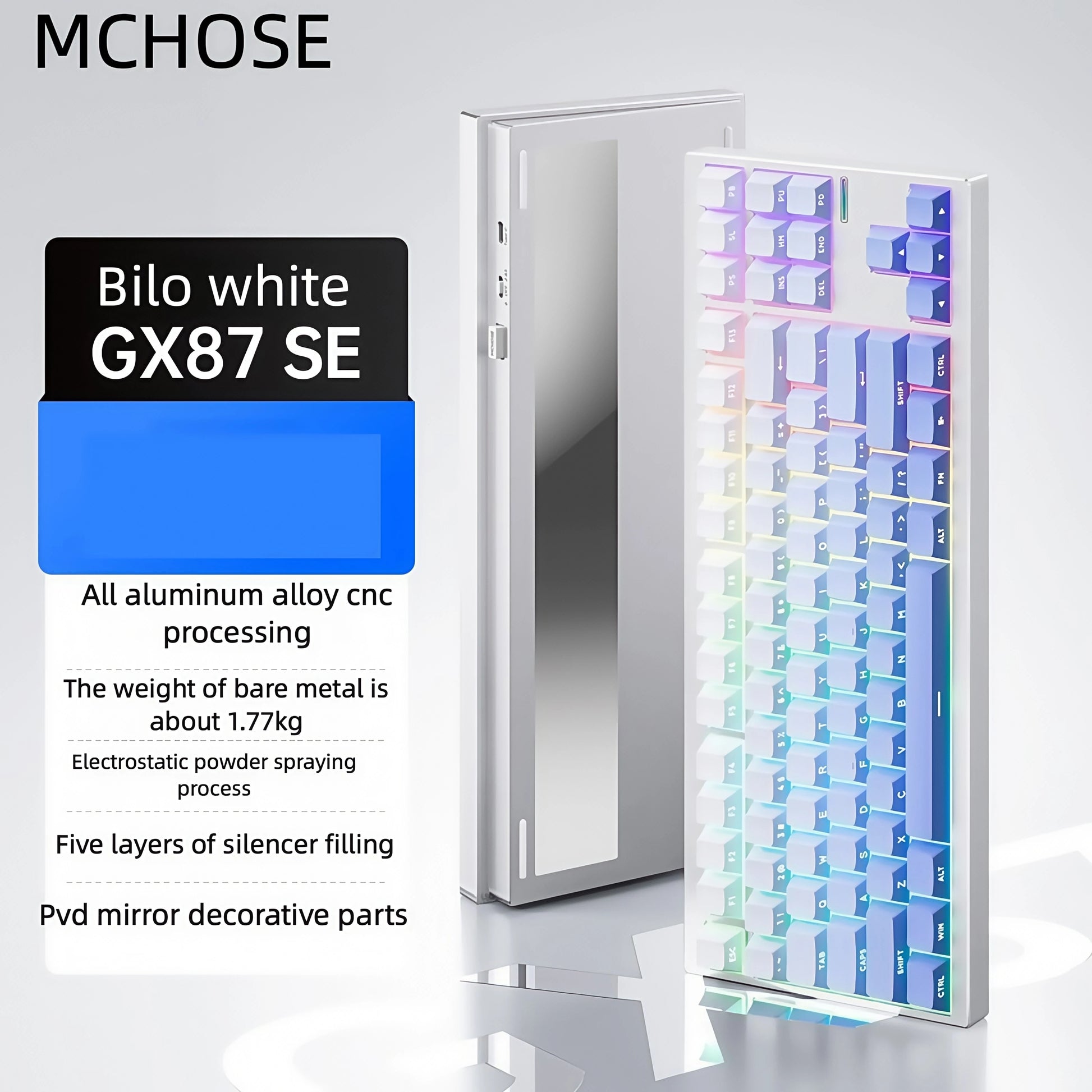 MCHOSE - GX87 V2 Mechanical Keyboard 87Keys 80% Layout 220 Mesh CNC Aluminum Shell Customized Hifi Switch Quick Realease Structure - Serious Techies