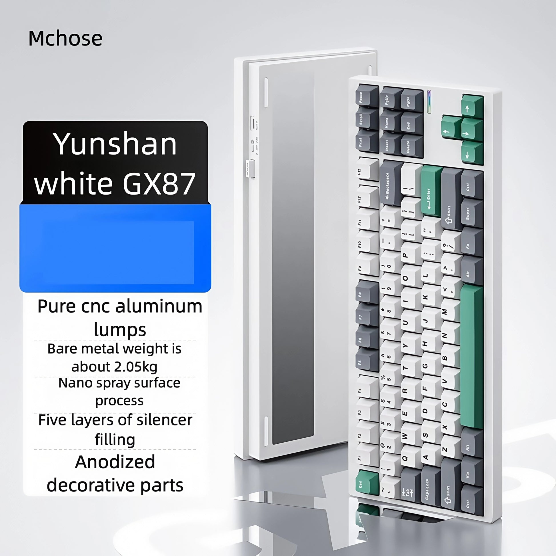 MCHOSE - GX87 V2 Mechanical Keyboard 87Keys 80% Layout 220 Mesh CNC Aluminum Shell Customized Hifi Switch Quick Realease Structure - Serious Techies
