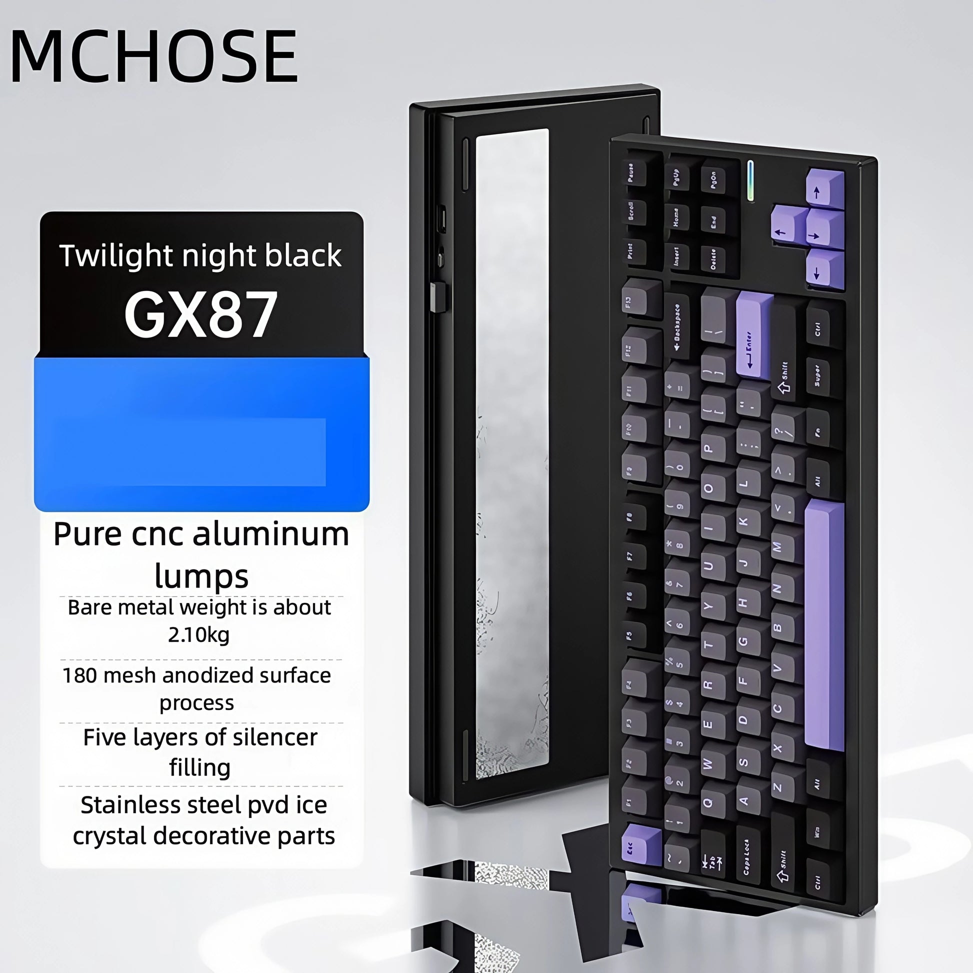 MCHOSE - GX87 V2 Mechanical Keyboard 87Keys 80% Layout 220 Mesh CNC Aluminum Shell Customized Hifi Switch Quick Realease Structure - Serious Techies