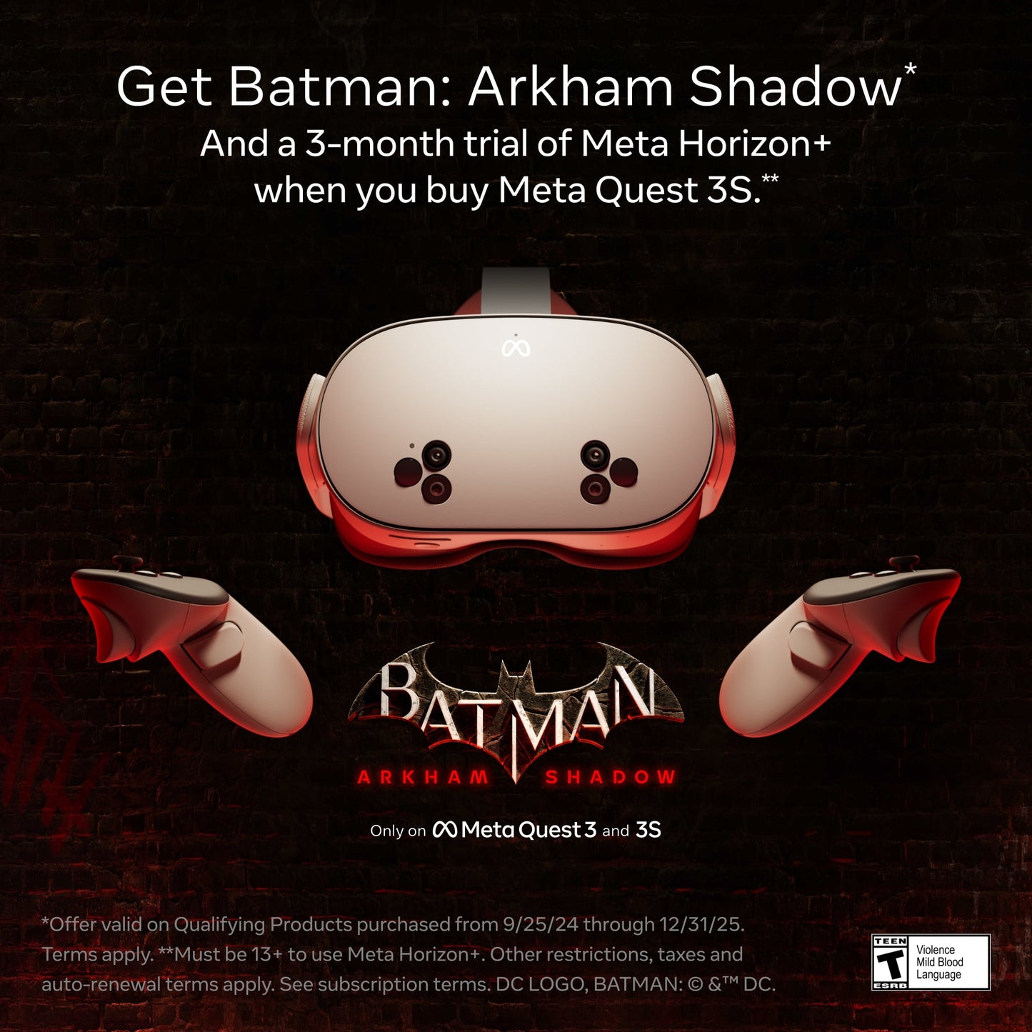Meta - Quest 3S - 128GB – Get Batman: Arkham Shadow and a 3-Month Trial of  Horizon+ Included – All-In-One Headset - Serious Techies