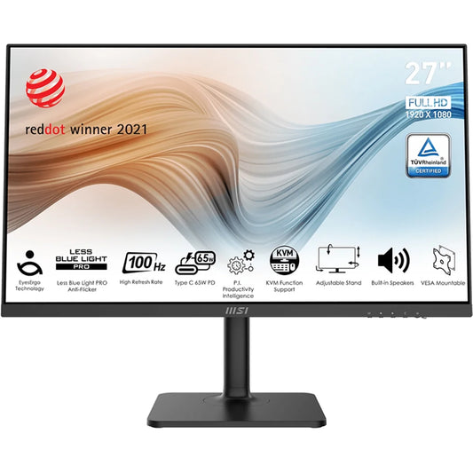 MSI - Modern MD272XP 27" 16:9 Full HD 100Hz IPS LCD HDR Monitor, Matte Black - Serious Techies