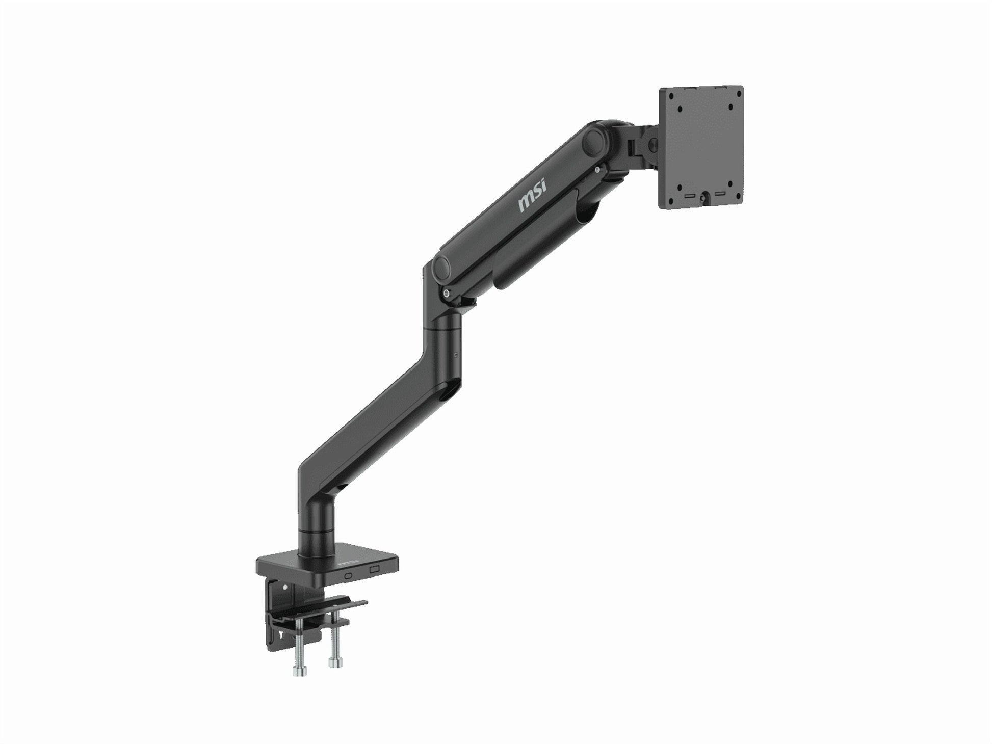 MSI  - MAG MT201 - Premium Heavy Duty Single Monitor Stand Arm, Supports 17-49" Screens and 44 Lbs, VESA Compatible, Adjustable Spring Assisted Mount, Clamp & Grommet, Quick Release Plate - Black - Serious Techies