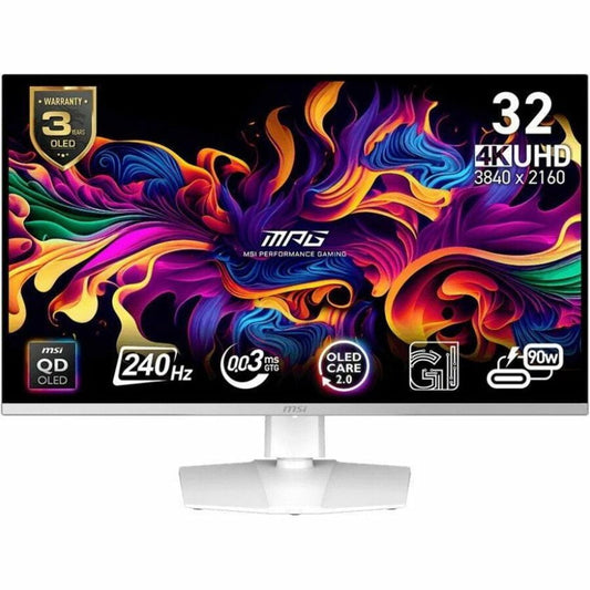 MSI  - MPG 321CURX QD-OLED 32-Inch 3840 X 2160 (UHD) Computer Monitor, 240Hz, Adaptive-Synch, HDMI, DP Port, VESA Mountable, Tilt, Speaker, 0.03Ms, Black - Serious Techies