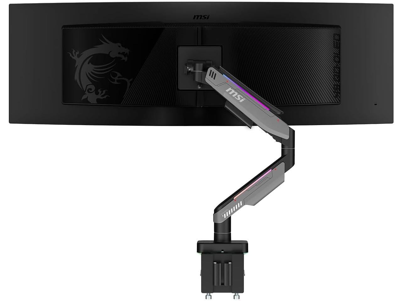 MSI - MPG MT201R - Premium RGB Single Monitor Stand Arm, Supports 17-49" Screens and 44 Lbs, VESA Compatible, Adjustable Heavy Duty Gas Spring Mount, Clamp & Grommet, Quick Release Plate - Gray - Serious Techies