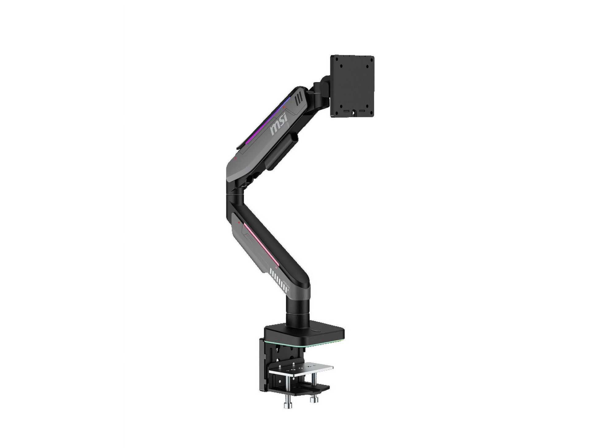 MSI - MPG MT201R - Premium RGB Single Monitor Stand Arm, Supports 17-49" Screens and 44 Lbs, VESA Compatible, Adjustable Heavy Duty Gas Spring Mount, Clamp & Grommet, Quick Release Plate - Gray - Serious Techies