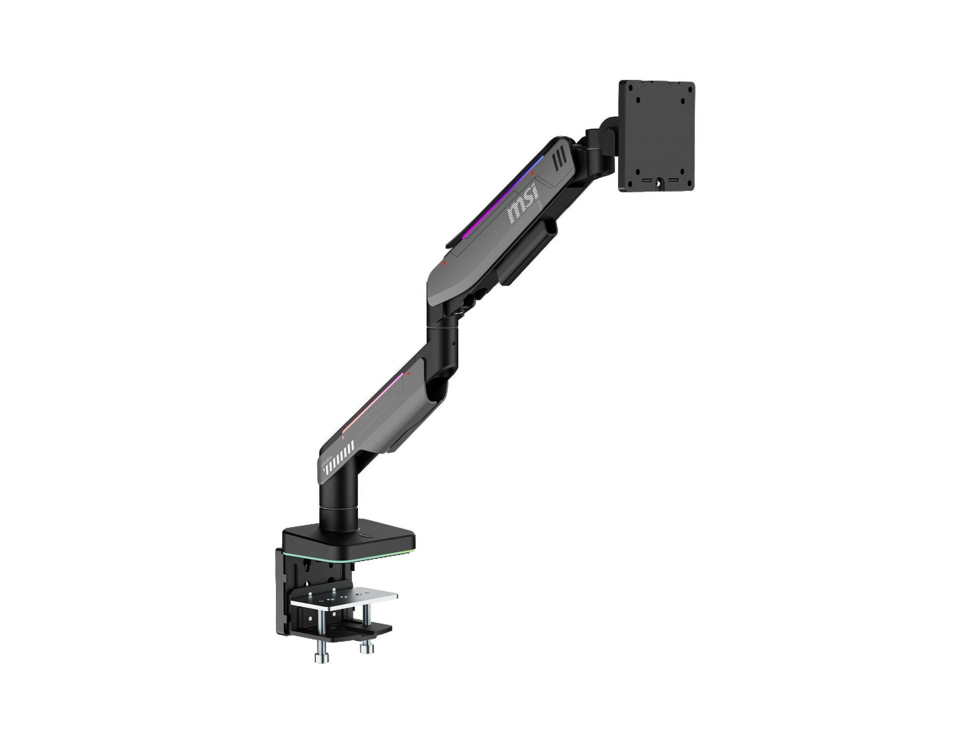 MSI - MPG MT201R - Premium RGB Single Monitor Stand Arm, Supports 17-49" Screens and 44 Lbs, VESA Compatible, Adjustable Heavy Duty Gas Spring Mount, Clamp & Grommet, Quick Release Plate - Gray - Serious Techies