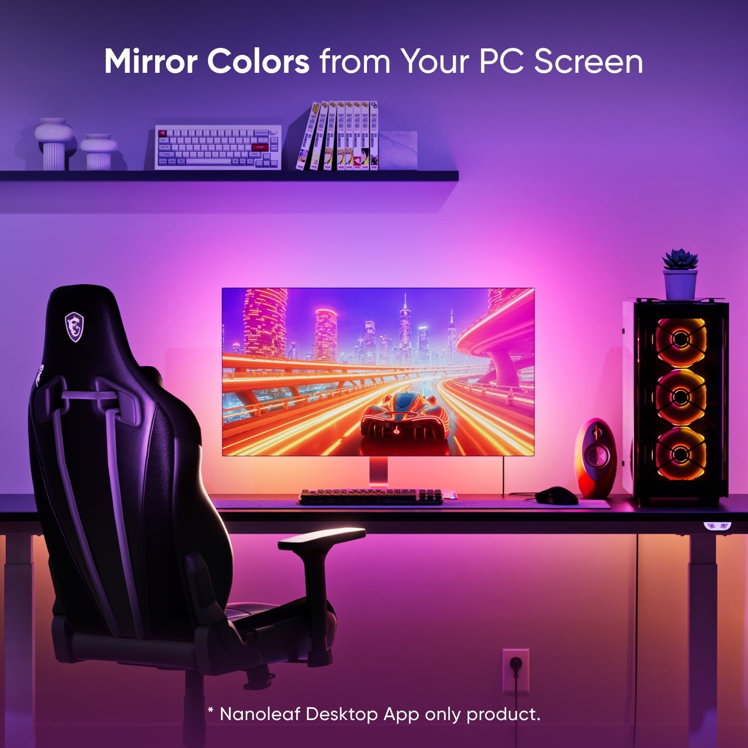 Nanoleaf - 32" PC Screen Mirror LED Lightstrip for Monitors (1 Piece Unit) - Serious Techies