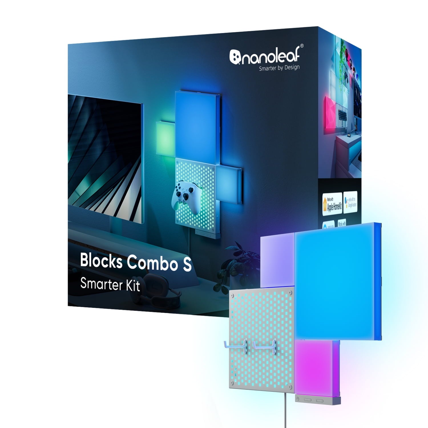Nanoleaf - Blocks Combo S Smarter Kit, Indoor RGBW Wifi Wall Light Panels, 4Pk - Serious Techies