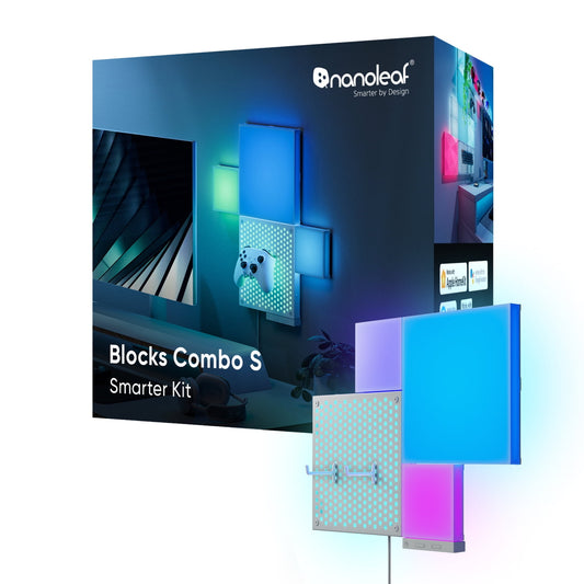 Nanoleaf - Blocks Combo S Smarter Kit, Indoor RGBW Wifi Wall Light Panels, 4Pk - Serious Techies