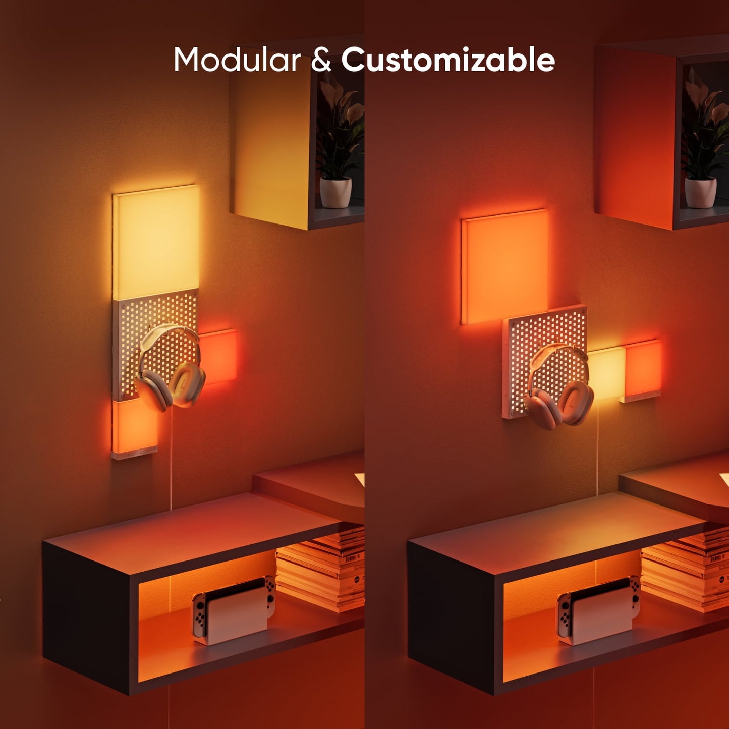Nanoleaf - Blocks Combo S Smarter Kit, Indoor RGBW Wifi Wall Light Panels, 4Pk - Serious Techies