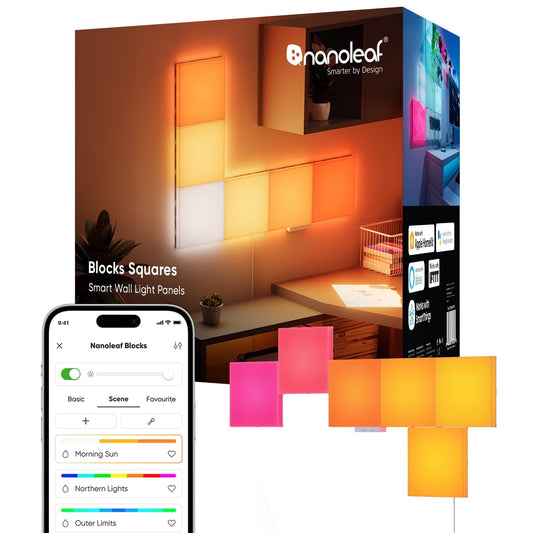 Nanoleaf - Blocks Squares Smarter Kit (6Pk) – Smart RGBW LED Wall Light Panels – Modern Modular Home Décor - Serious Techies