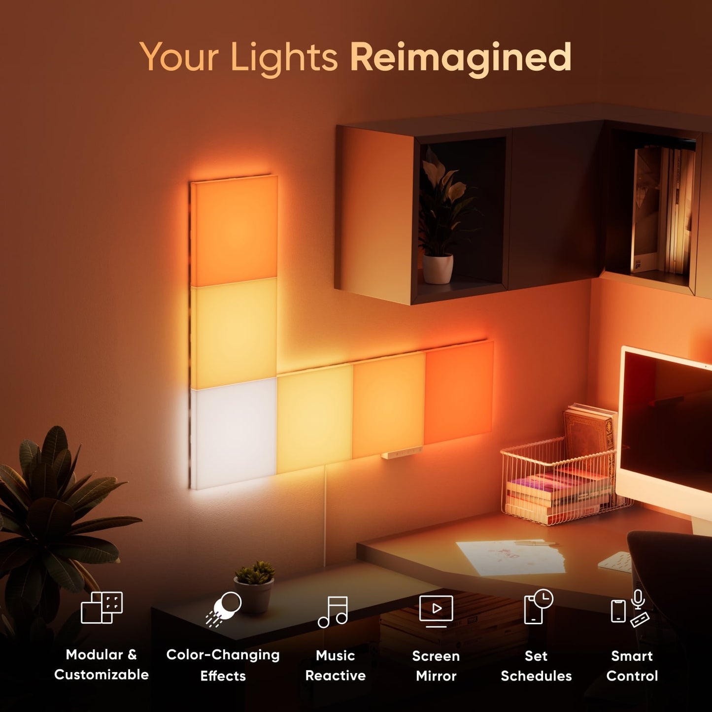 Nanoleaf - Blocks Squares Smarter Kit (6Pk) – Smart RGBW LED Wall Light Panels – Modern Modular Home Décor - Serious Techies