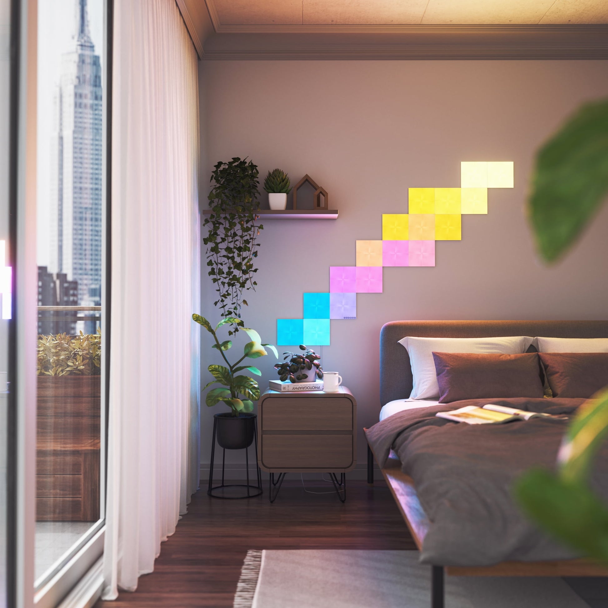 Nanoleaf - Canvas Smarter Kit, RGB LED Square Wall Light Panels, 9 Panels, Indoor Use, Modern Home Decor - Serious Techies