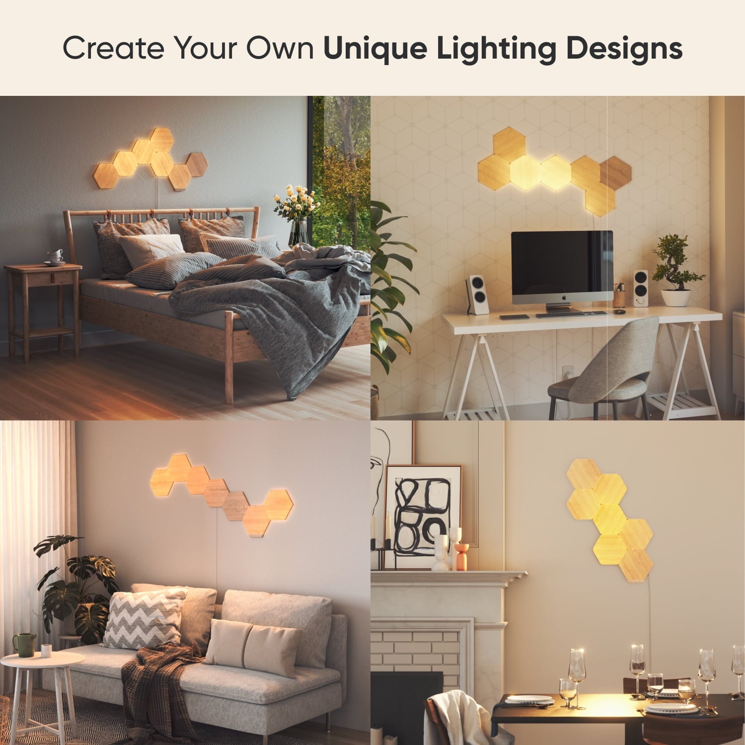 Nanoleaf - Elements Wood Look Hexagons Smarter Kit - Smart Wall Light Panels - 7Pk - Serious Techies