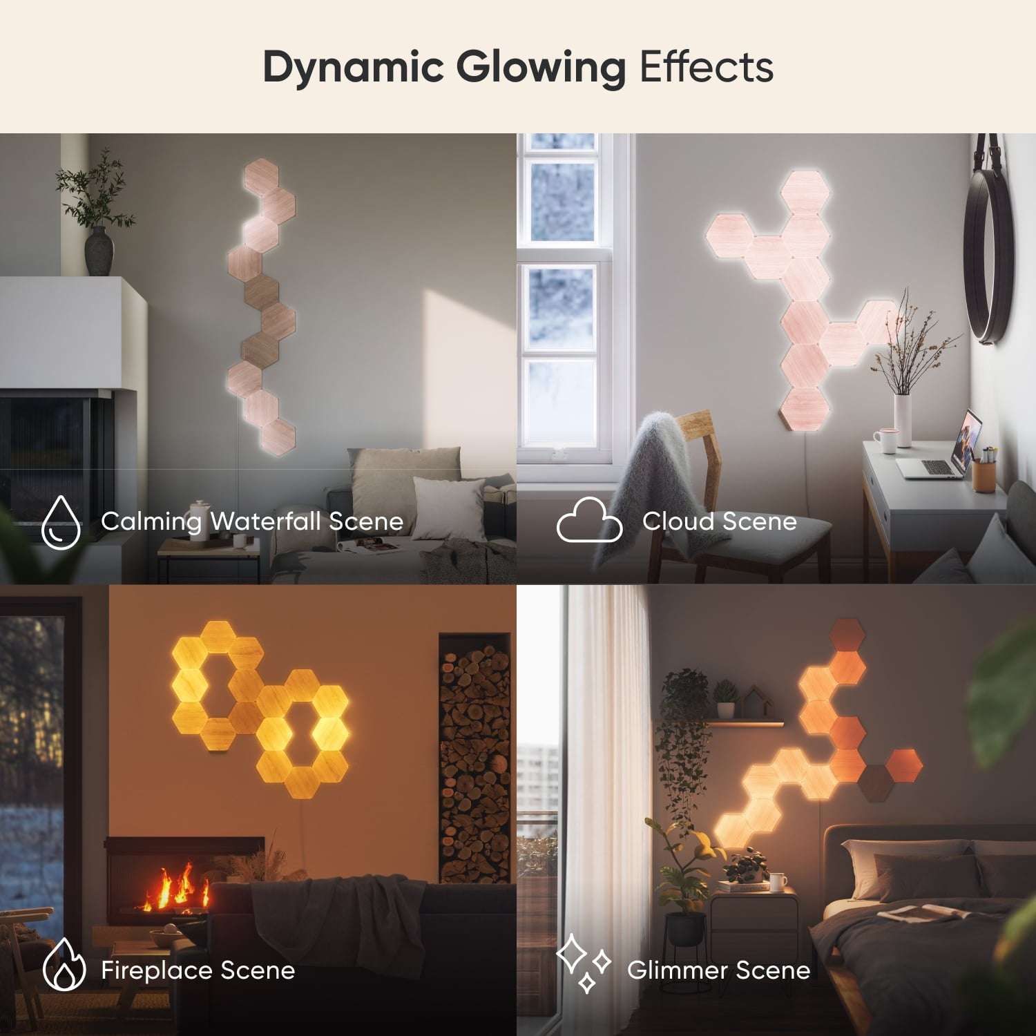 Nanoleaf - Elements Wood Look Hexagons Smarter Kit - Smart Wall Light Panels - 7Pk - Serious Techies
