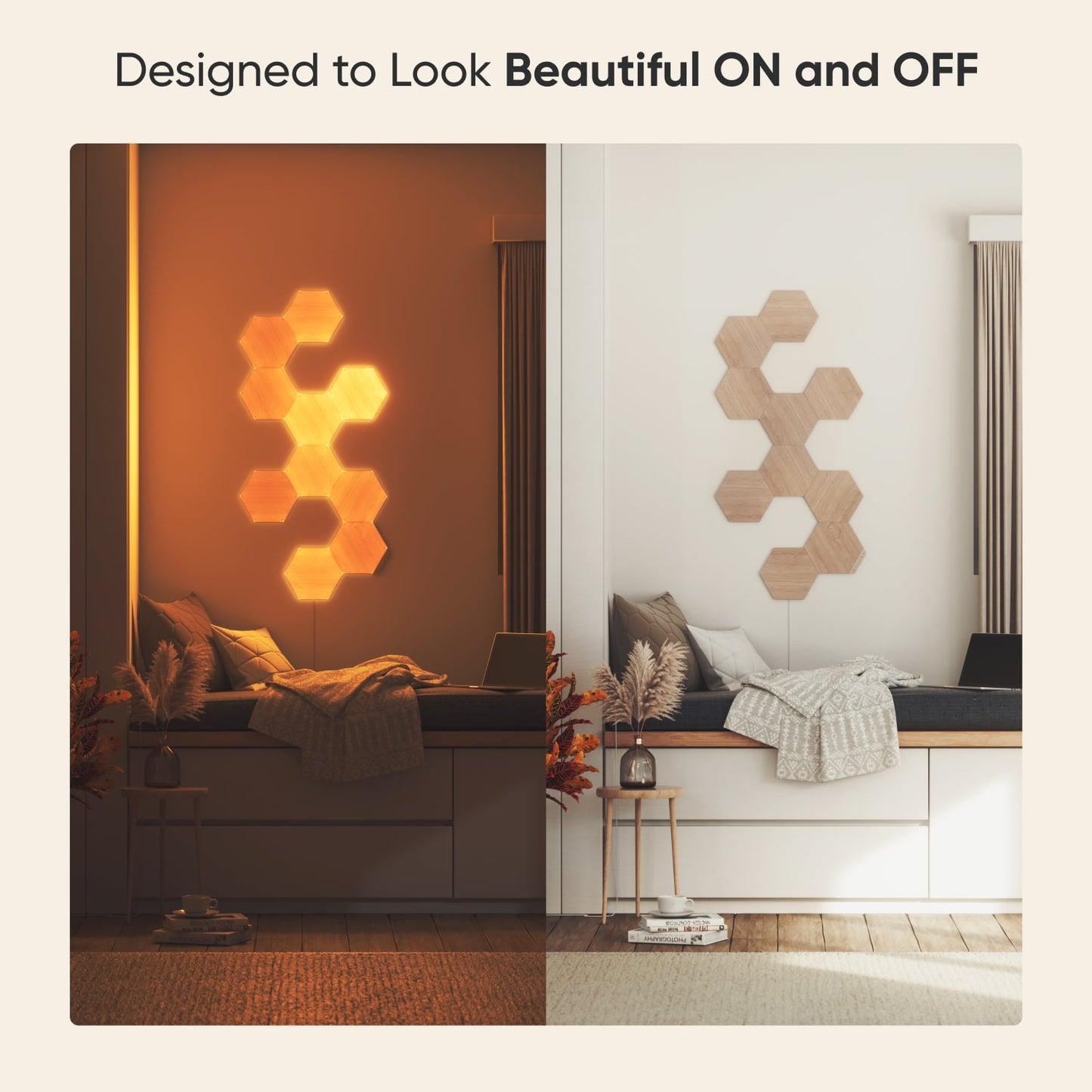 Nanoleaf - Elements Wood Look Hexagons Smarter Kit - Smart Wall Light Panels - 7Pk - Serious Techies