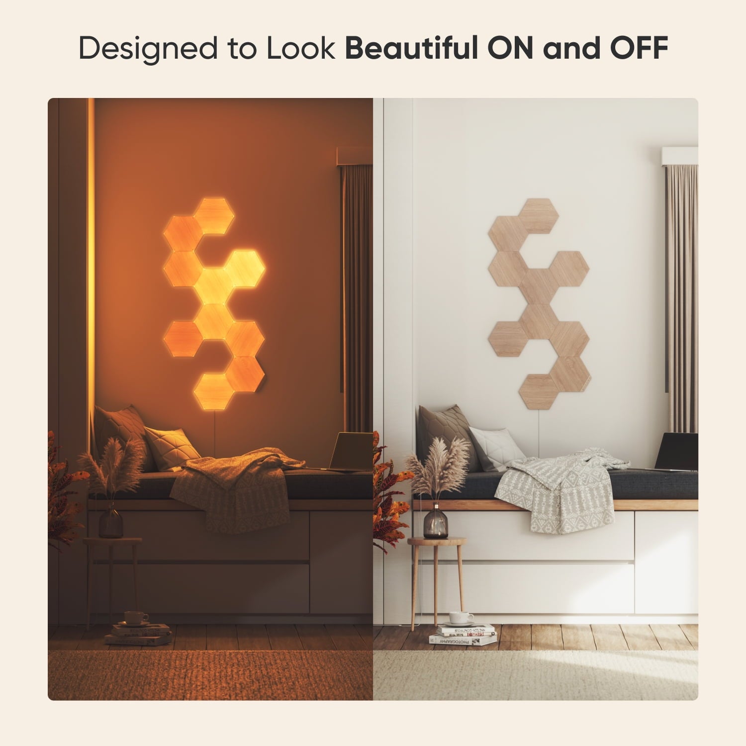 Nanoleaf - Elements Wood Look Hexagons Smarter Kit - Smart Wall Light Panels - 7Pk - Serious Techies