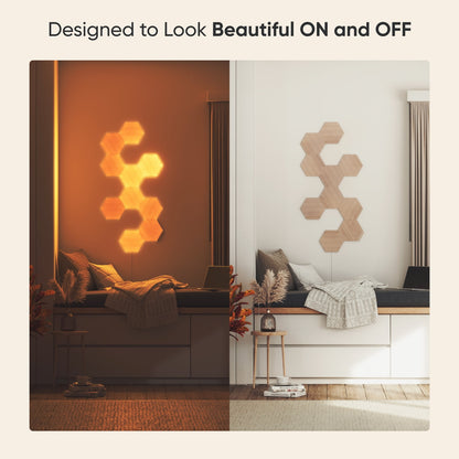 Nanoleaf - Elements Wood Look Hexagons Smarter Kit - Smart Wall Light Panels - 7Pk - Serious Techies