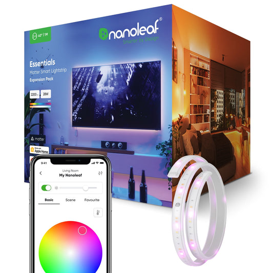 Nanoleaf - Essentials Matter 40" Smart LED Lightstrip (1M) Expansion Pack - White and Color, Flexible and Trimmable - Serious Techies