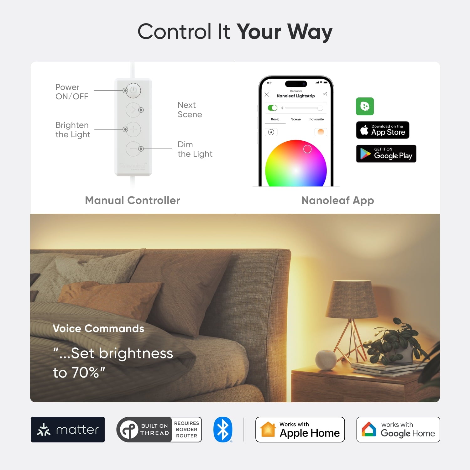 Nanoleaf - Essentials Matter 40" Smart LED Lightstrip (1M) Expansion Pack - White and Color, Flexible and Trimmable - Serious Techies