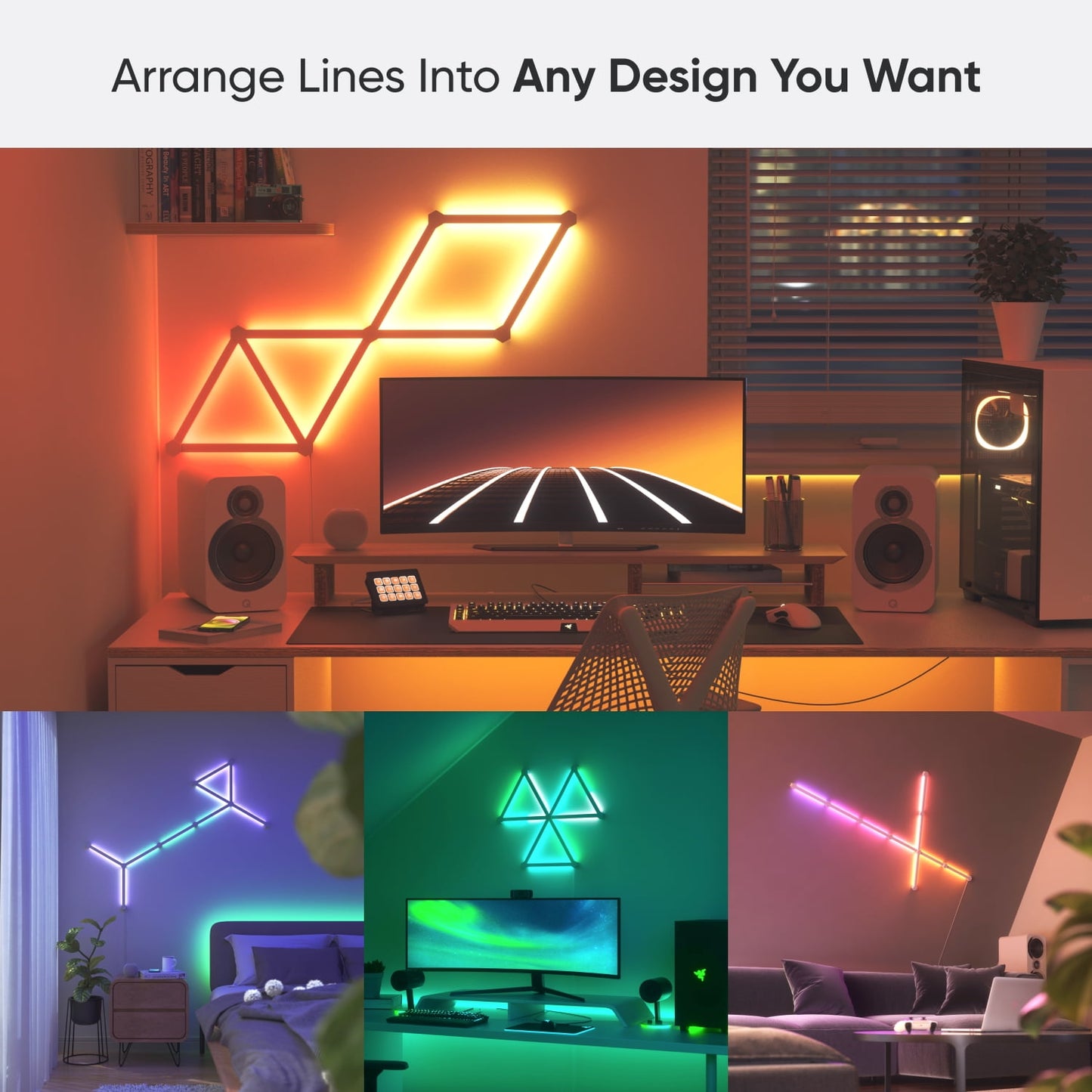 Nanoleaf - Lines 60 Degrees Expansion Pack - Smart LED Wall Light Lines - 3Pk - Serious Techies