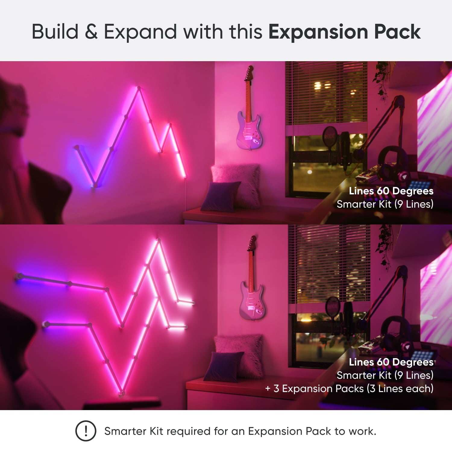 Nanoleaf - Lines 60 Degrees Expansion Pack - Smart LED Wall Light Lines - 3Pk - Serious Techies