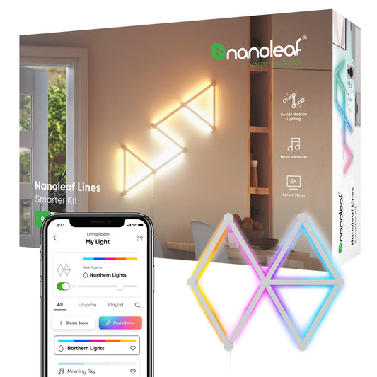 Nanoleaf - Lines 60 Degrees Smarter Kit - Smart LED Wall Light Lines - 9Pk - Serious Techies