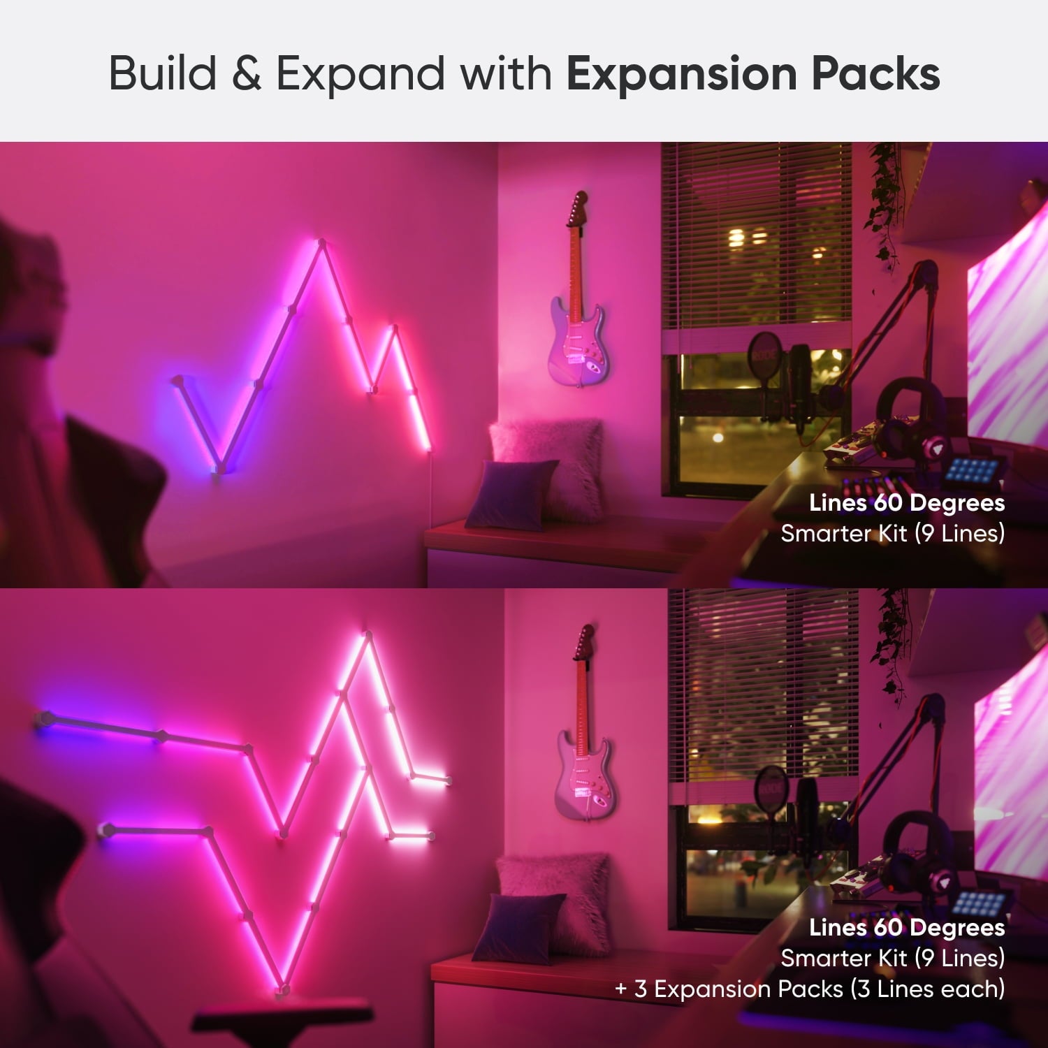 Nanoleaf - Lines 60 Degrees Smarter Kit - Smart LED Wall Light Lines - 9Pk - Serious Techies