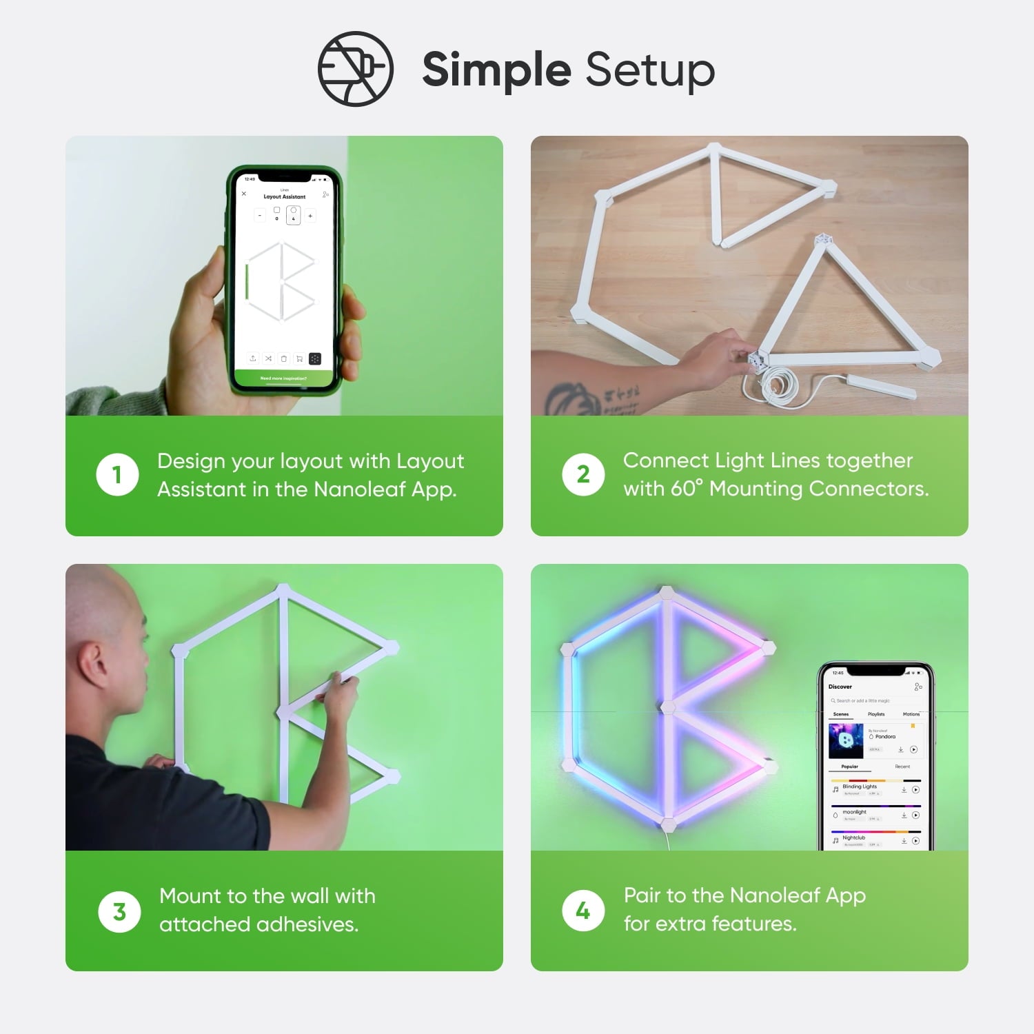 Nanoleaf - Lines 60 Degrees Smarter Kit - Smart LED Wall Light Lines - 9Pk - Serious Techies