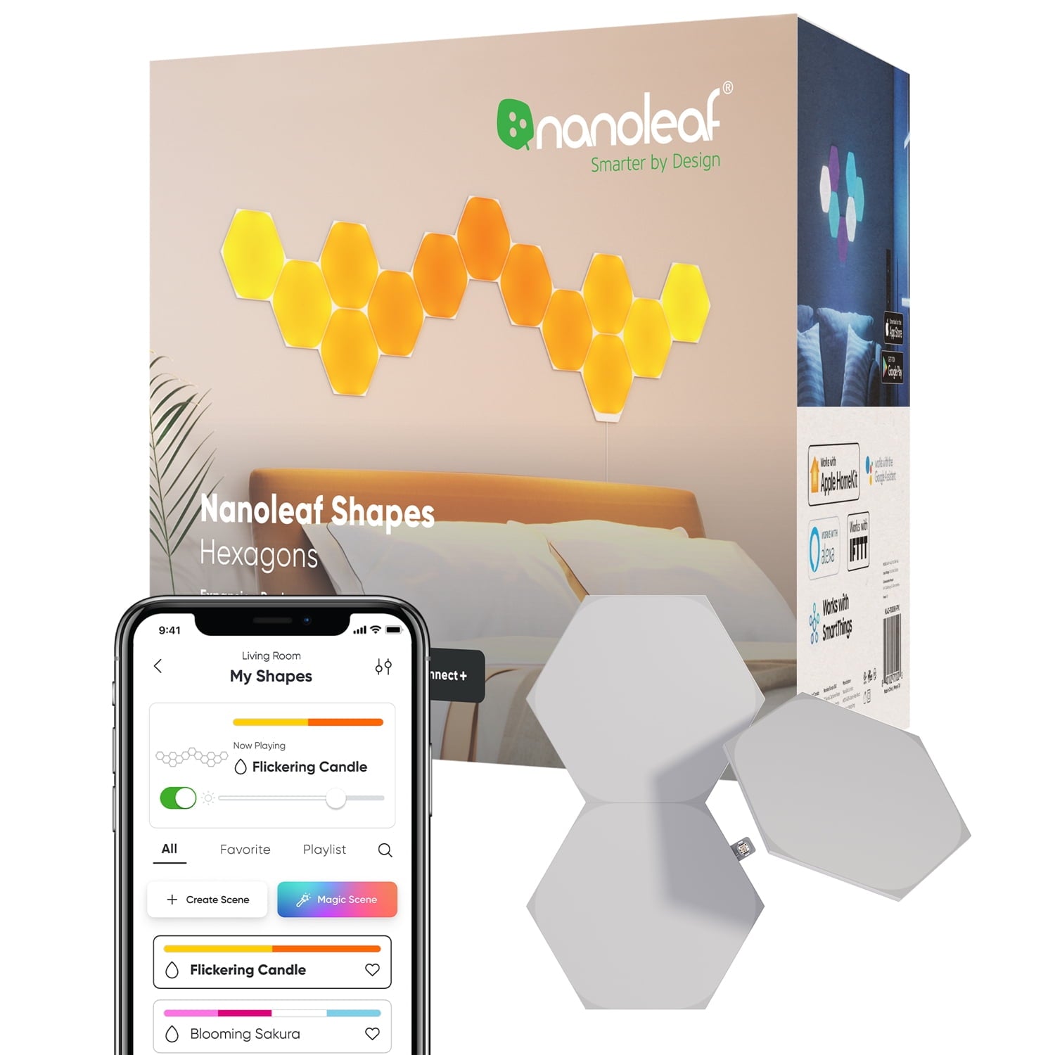 Nanoleaf - Shapes Hexagons Expansion Pack - Smart LED Wall Light Panels - 3Pk - Serious Techies