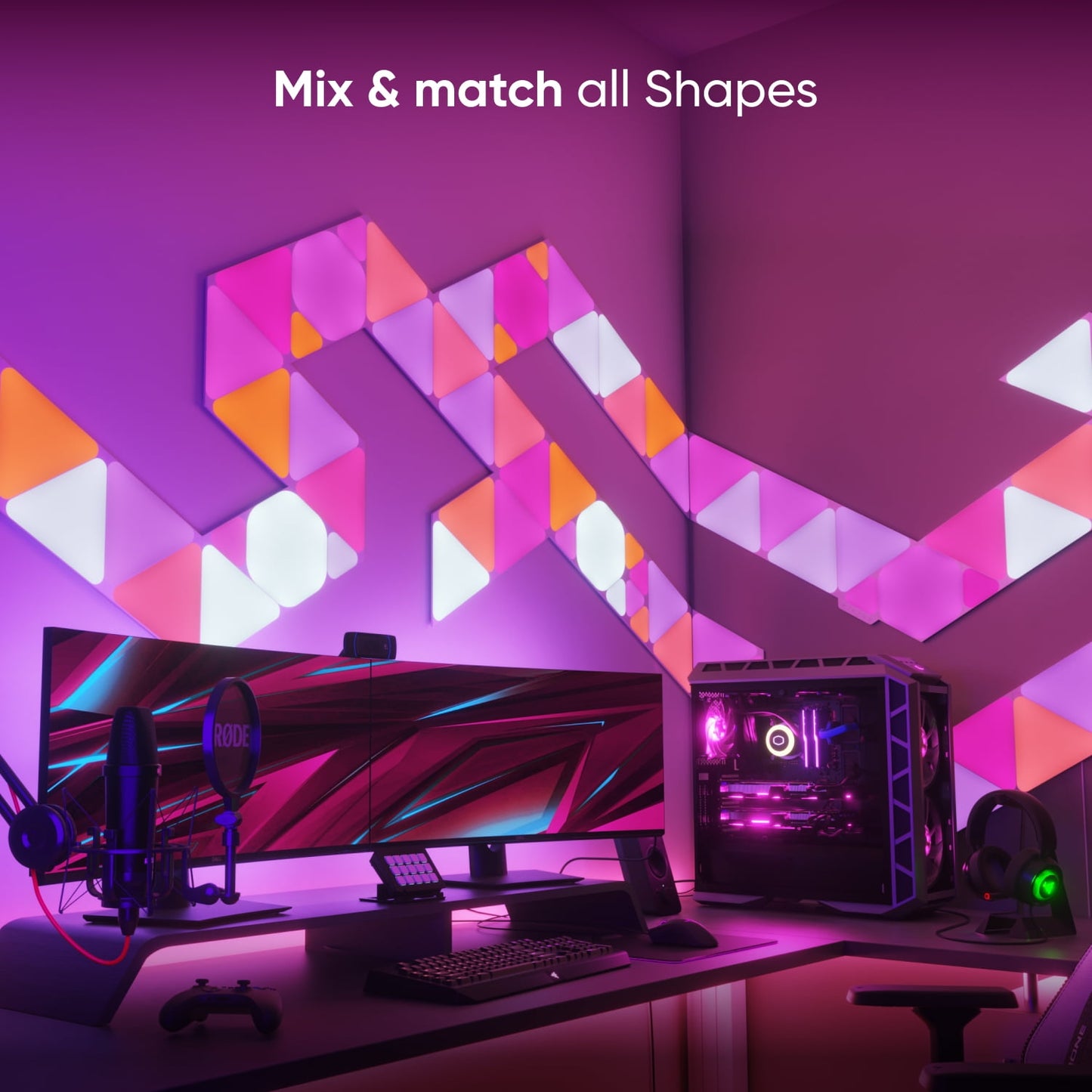 Nanoleaf - Shapes Hexagons Smarter Kit (5 Panels) – Modular Wall Light Panels for Indoor Use, Modern Home Decor Style - Serious Techies