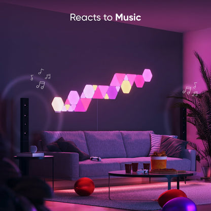 Nanoleaf - Shapes Hexagons Smarter Kit (5 Panels) – Modular Wall Light Panels for Indoor Use, Modern Home Decor Style - Serious Techies