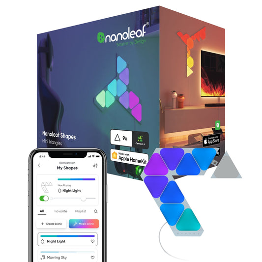Nanoleaf - Shapes Mini Triangles Smarter Kit - Smart LED Wall Light Panels - 9Pk - Serious Techies