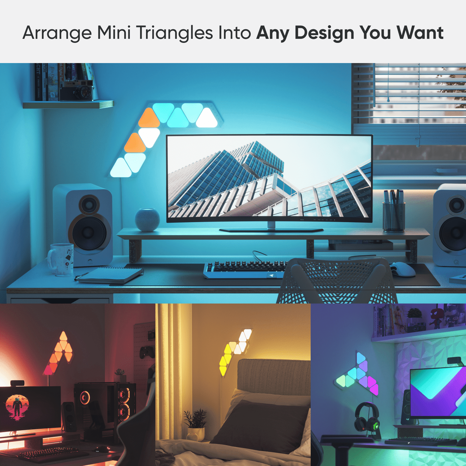 Nanoleaf - Shapes Mini Triangles Smarter Kit - Smart LED Wall Light Panels - 9Pk - Serious Techies